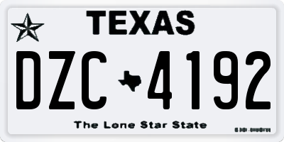 TX license plate DZC4192