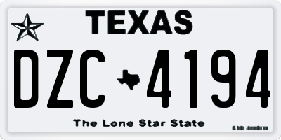 TX license plate DZC4194