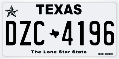 TX license plate DZC4196