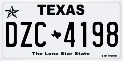 TX license plate DZC4198