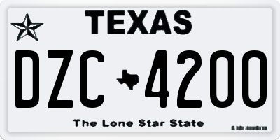 TX license plate DZC4200