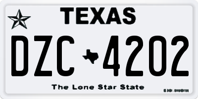 TX license plate DZC4202