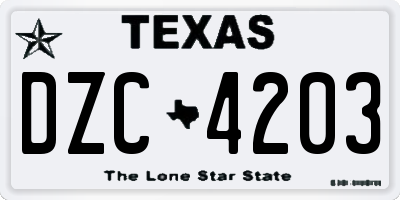 TX license plate DZC4203