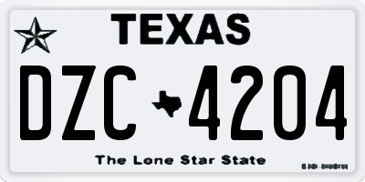 TX license plate DZC4204