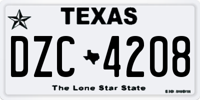 TX license plate DZC4208