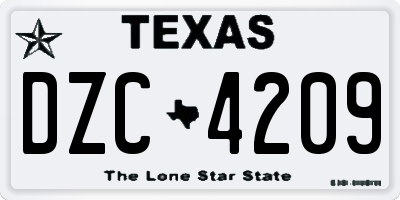 TX license plate DZC4209