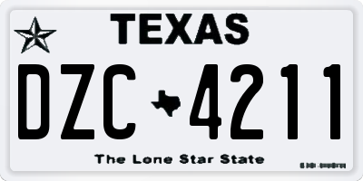 TX license plate DZC4211