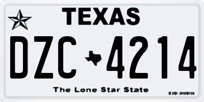 TX license plate DZC4214