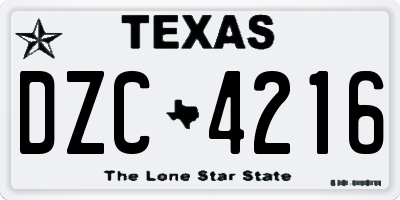 TX license plate DZC4216