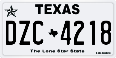 TX license plate DZC4218