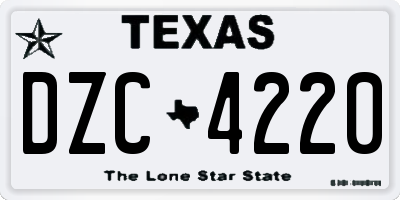 TX license plate DZC4220
