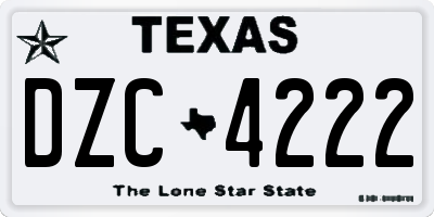 TX license plate DZC4222