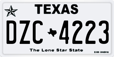 TX license plate DZC4223