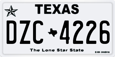TX license plate DZC4226