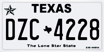 TX license plate DZC4228