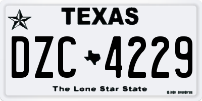 TX license plate DZC4229