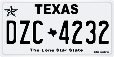 TX license plate DZC4232