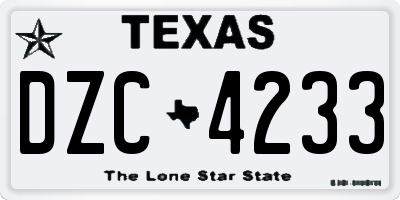 TX license plate DZC4233