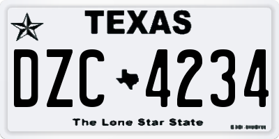 TX license plate DZC4234