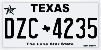 TX license plate DZC4235