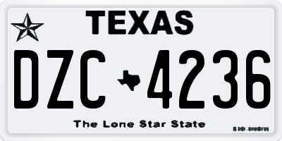 TX license plate DZC4236