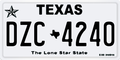 TX license plate DZC4240