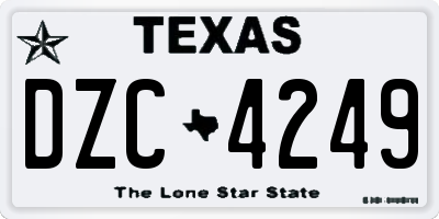 TX license plate DZC4249