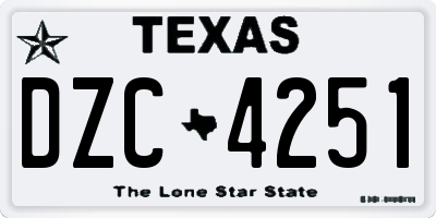 TX license plate DZC4251