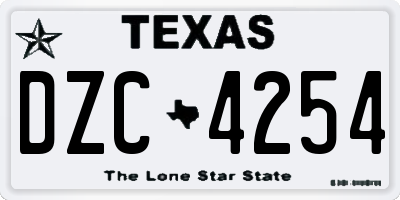 TX license plate DZC4254