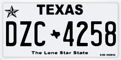 TX license plate DZC4258