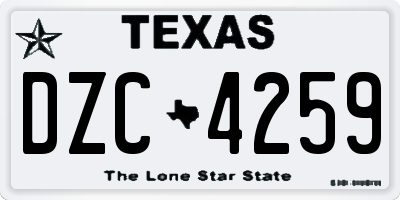 TX license plate DZC4259