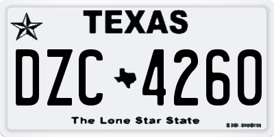 TX license plate DZC4260