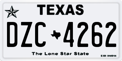 TX license plate DZC4262