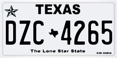 TX license plate DZC4265