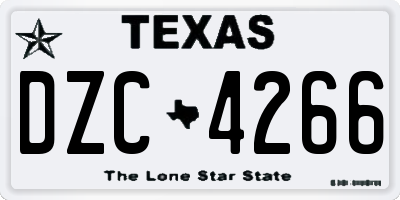 TX license plate DZC4266