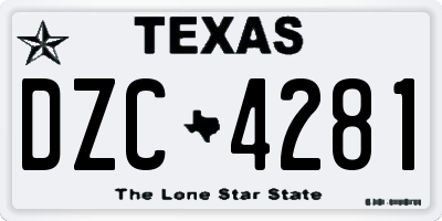 TX license plate DZC4281
