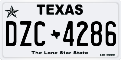 TX license plate DZC4286
