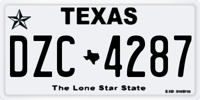 TX license plate DZC4287