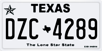 TX license plate DZC4289
