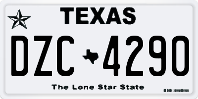 TX license plate DZC4290