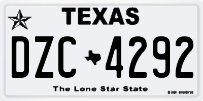 TX license plate DZC4292