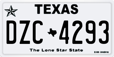 TX license plate DZC4293