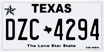 TX license plate DZC4294