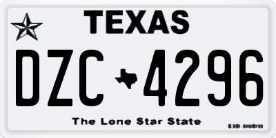TX license plate DZC4296