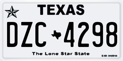 TX license plate DZC4298