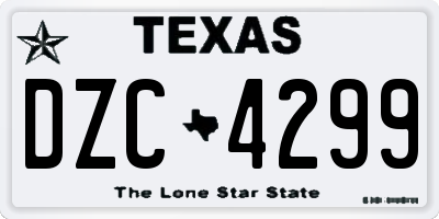 TX license plate DZC4299