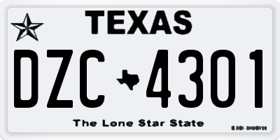 TX license plate DZC4301