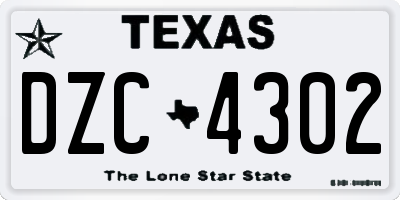 TX license plate DZC4302
