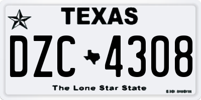 TX license plate DZC4308