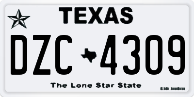 TX license plate DZC4309